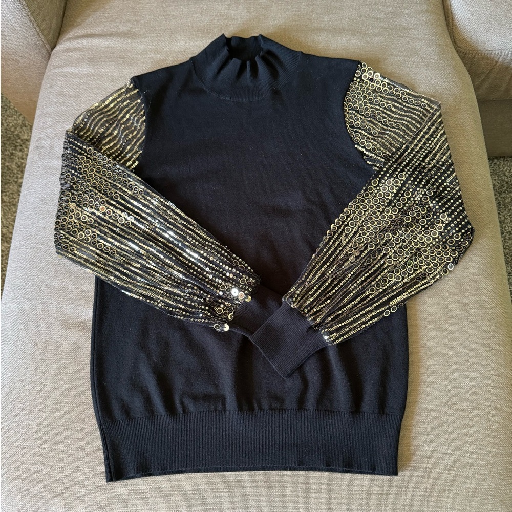 Tahari Mockneck Sweater with Sequins